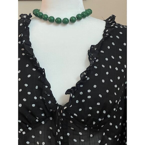 Polka Dot Sheer Long Puffy Sleeves Blouse Size 12 - Picture 4 of 11